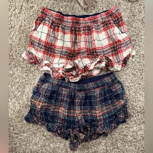 Aerie Plaid Pajama Shorts Set - Red and Blue